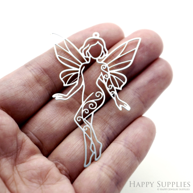 2pcs Stainless Steel Jewelry Charms, Raw Brass Charms, Angel Charms, Earrings Findings, Stainless Steel Silver Jewelry Pendants, Brass Jewelry Findings, Stainless Steel Pendants Jewelry Wholesale (D3054)