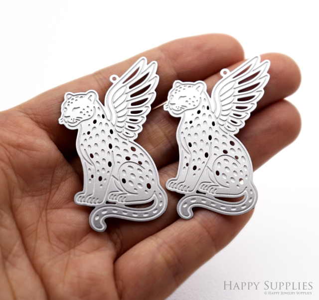 Corroded Stainless Steel Jewelry Charms, Leopard Brass Charms, Earring Charms, Etched Silver Jewelry Pendants, Etched Brass Jewelry Findings, Jewelry Wholesale (SSB1188)