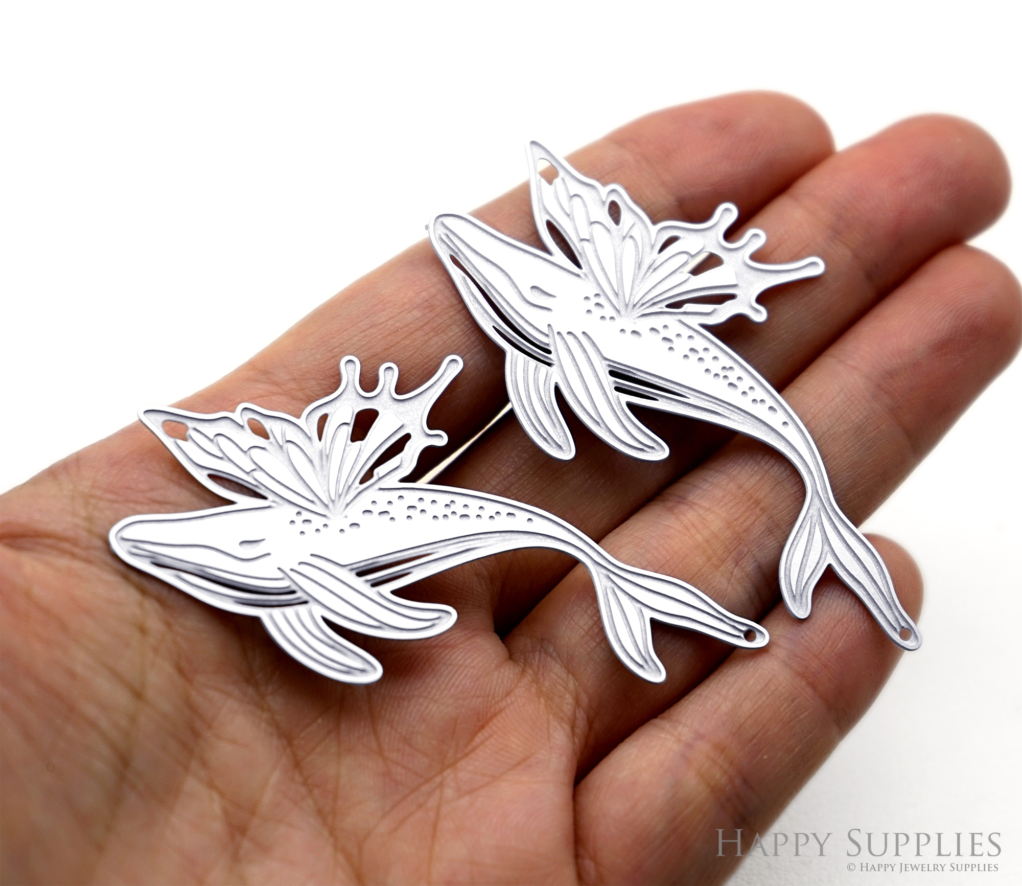 Corroded Stainless Steel Jewelry Charms, Whale Brass Charms, Earring Charms, Etched Silver Jewelry Pendants, Etched Brass Jewelry Findings, Jewelry Wholesale (SSB1189)