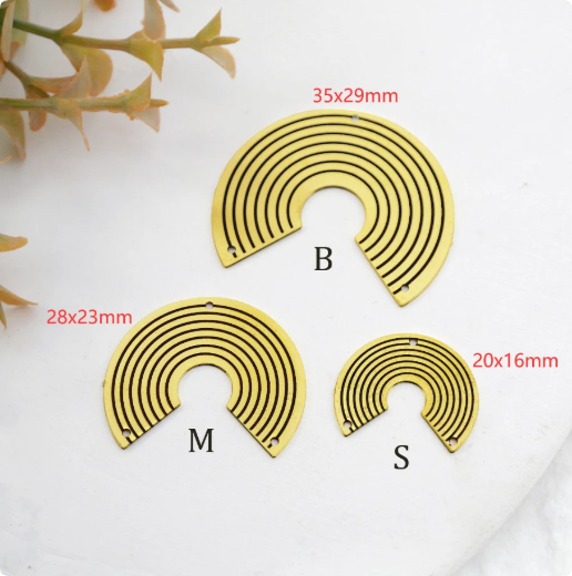 Making Jewelry Findings Raw Brass Bead Pendant Laser Cut Engraved Charm, Geometric Stainless Steel Charms, Necklace Earrings (ERD379)