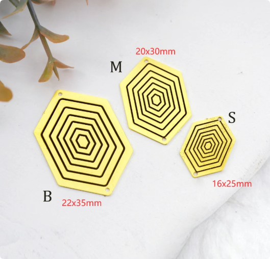 Making Jewelry Findings Raw Brass Bead Pendant Laser Cut Engraved Charm, Geometric Stainless Steel Charms, Necklace Earrings (ERD381)