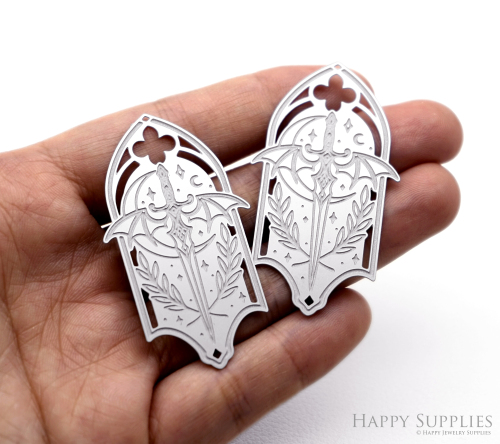 Corroded Stainless Steel Jewelry Charms, Sword Brass Charms, Earring Charms, Etched Silver Jewelry Pendants, Etched Brass Jewelry Findings, Jewelry Wholesale (SSB1194)