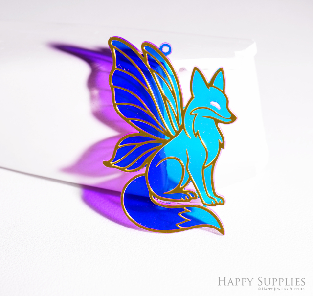 2pcs Rainbow Fox Charm,Brass Prism Charm,Iridescent Fox Pendant,Fox Connector, DIY Jewelry Making Supplie,Fox Suncatchers (Q123)