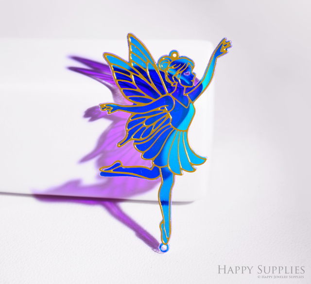 2pcs Rainbow Angel Charm, Brass Prism Charm, Iridescent Angel Light Catcher, Angel for DIY Suncatchers, Window Hanging Decor (Q125)