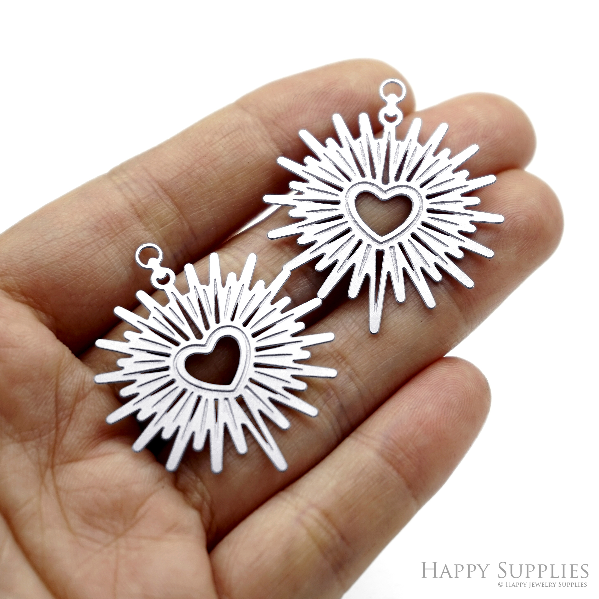 Corroded Stainless Steel Jewelry Charms, Milagro Heart Brass Charms, Earring Charms, Etched Silver Jewelry Pendants, Etched Brass Jewelry Findings, Jewelry Wholesale (SSB1202)