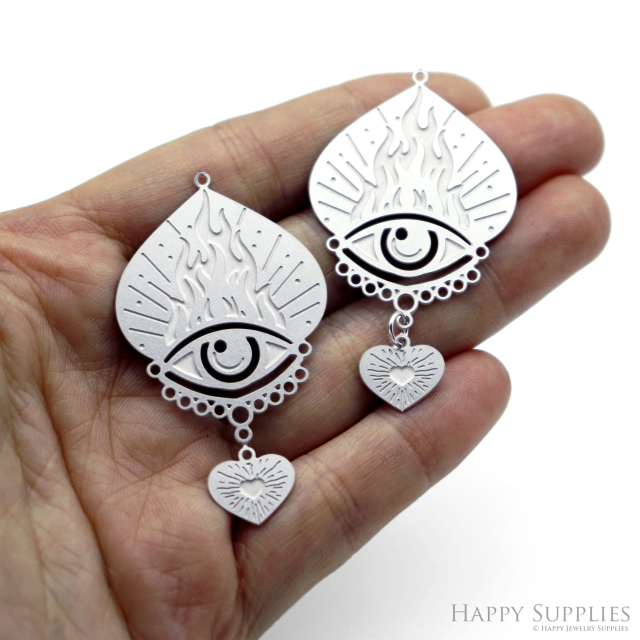 Corroded Stainless Steel Jewelry Charms, Milagro Heart Brass Charms, Earring Charms, Etched Silver Jewelry Pendants, Etched Brass Jewelry Findings, Jewelry Wholesale (SSB1201)