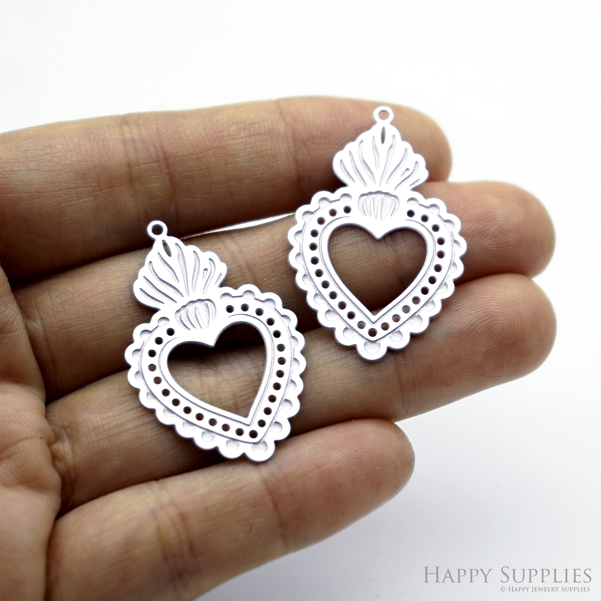 Corroded Stainless Steel Jewelry Charms, Milagro Heart Brass Charms, Earring Charms, Etched Silver Jewelry Pendants, Etched Brass Jewelry Findings, Jewelry Wholesale (SSB1200)