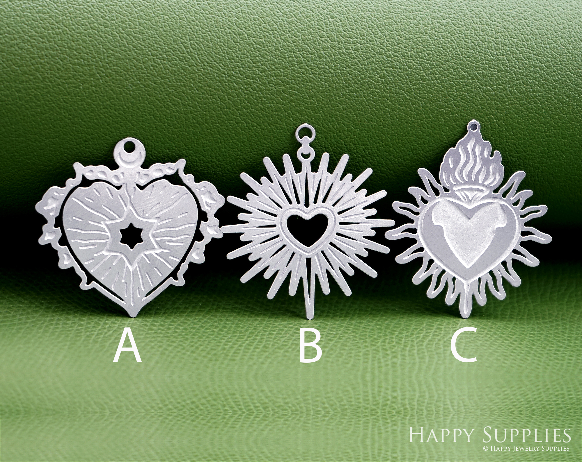 Corroded Stainless Steel Jewelry Charms, Milagro Heart Brass Charms, Earring Charms, Etched Silver Jewelry Pendants, Etched Brass Jewelry Findings, Jewelry Wholesale (SSB1202)
