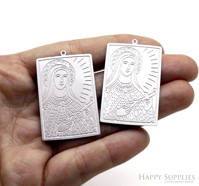 Corroded Stainless Steel Religious Charm, Virgin Mary Angel Brass Charms, Earring Charms, Etched Silver Jewelry Pendants, Etched Brass Jewelry Findings, Jewelry Wholesale (SSB1203)