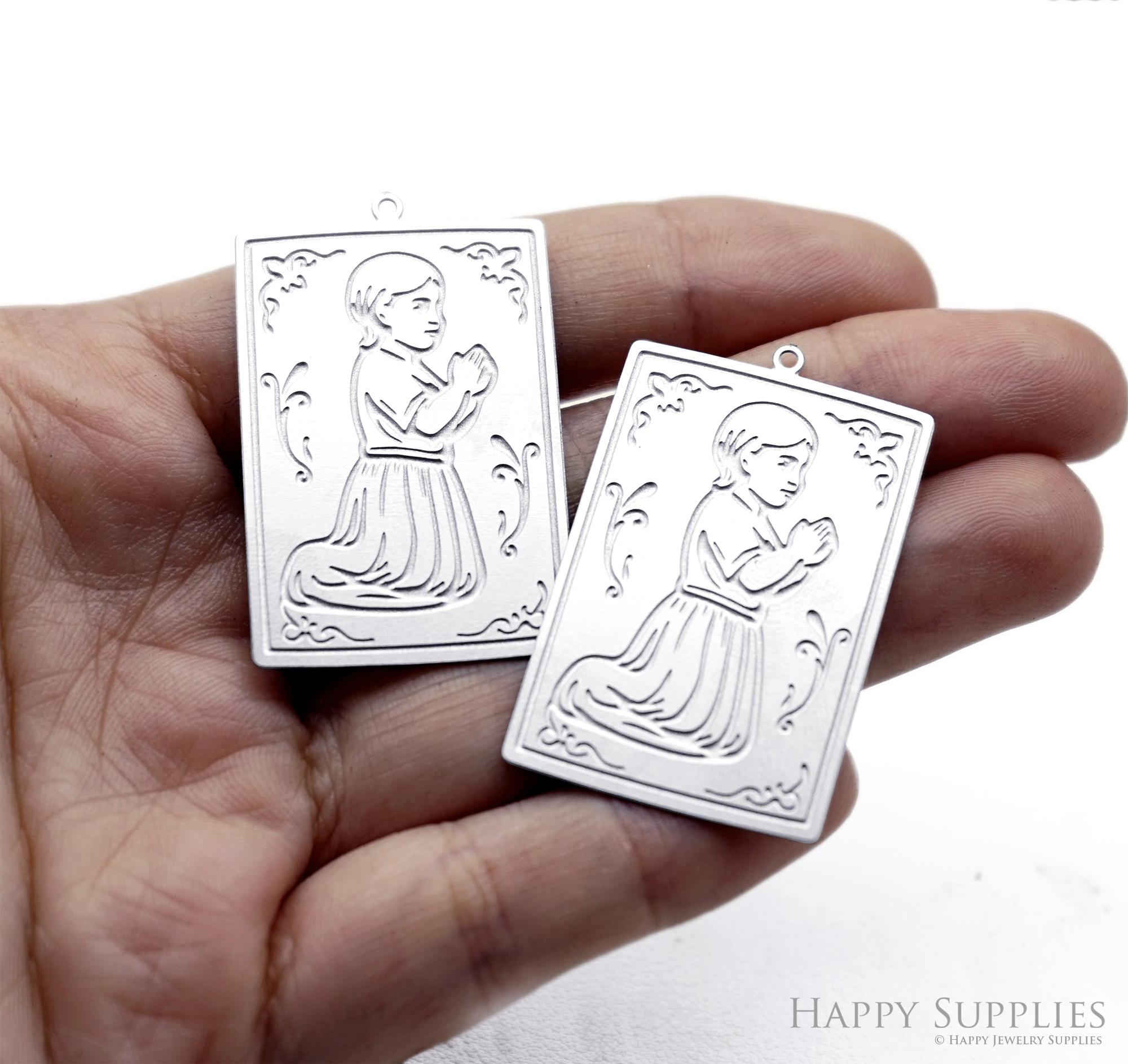 Corroded Stainless Steel Religious Charm, Virgin Mary Angel Brass Charms, Earring Charms, Etched Silver Jewelry Pendants, Etched Brass Jewelry Findings, Jewelry Wholesale (SSB1203)
