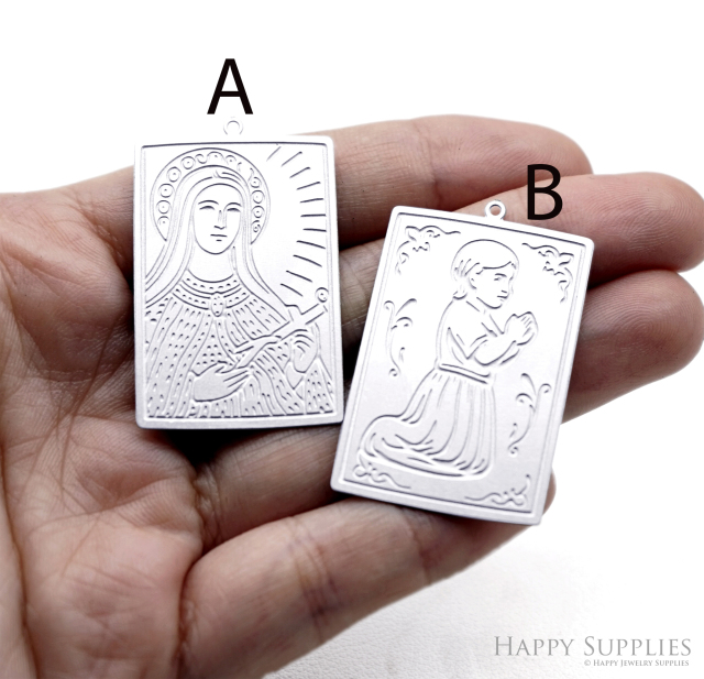 Corroded Stainless Steel Religious Charm, Virgin Mary Angel Brass Charms, Earring Charms, Etched Silver Jewelry Pendants, Etched Brass Jewelry Findings, Jewelry Wholesale (SSB1203)