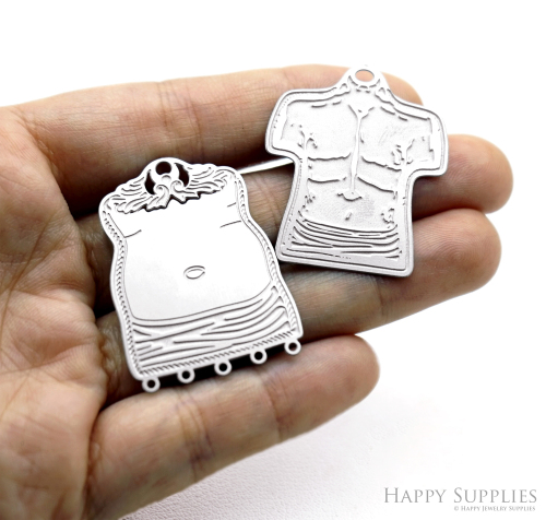 Corroded Stainless Steel Body Shape Charm, Belly and Abs Torso Brass Charms, Earring Charms, Etched Silver Jewelry Pendants, Etched Brass Jewelry Findings, Jewelry Wholesale (SSB1204)