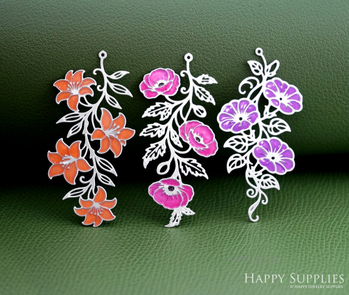Corroded Stainless Steel Jewelry Charms, Flowers Corroded Stainless Steel Earring Charms, Corroded Stainless Steel Silver Jewelry Pendants, Corroded Stainless Steel Silver Jewelry Findings, Corroded Stainless Steel Pendants Jewelry Wholesale (SSB1221)
