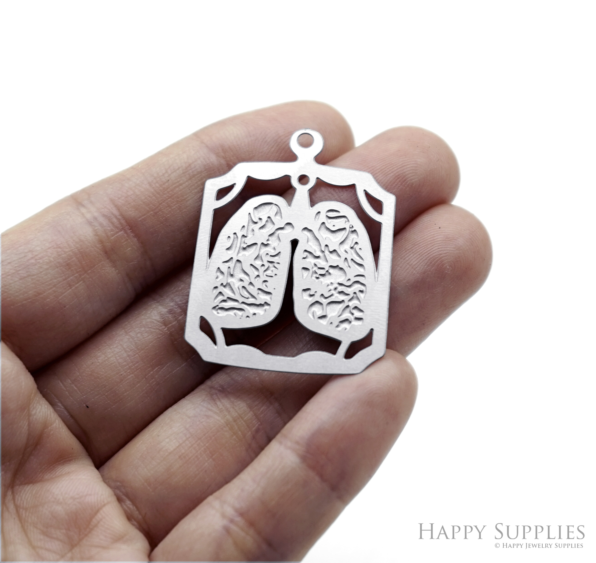 Corroded Stainless Steel Charm, Anatomical Lung Brass Charms, Earring Charms, Etched Silver Jewelry Pendants, Etched Brass Jewelry Findings, Jewelry Wholesale (SSB1205)