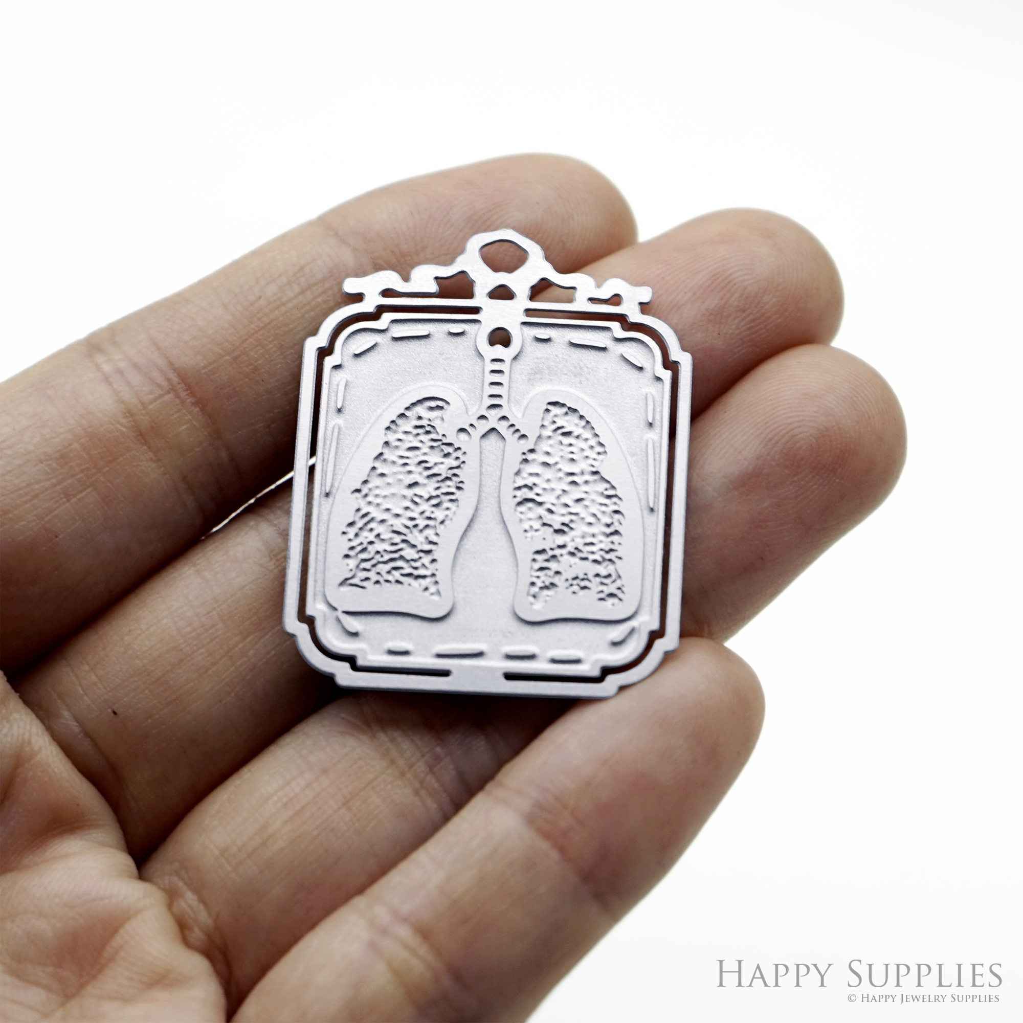 Corroded Stainless Steel Charm, Anatomical Lung Brass Charms, Earring Charms, Etched Silver Jewelry Pendants, Etched Brass Jewelry Findings, Jewelry Wholesale (SSB1205)