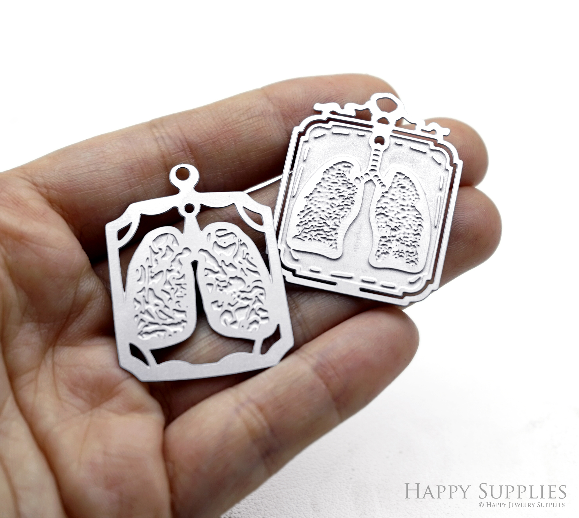 Corroded Stainless Steel Charm, Anatomical Lung Brass Charms, Earring Charms, Etched Silver Jewelry Pendants, Etched Brass Jewelry Findings, Jewelry Wholesale (SSB1205)