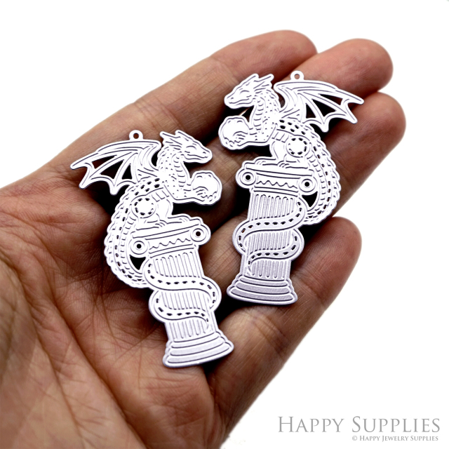 Corroded Stainless Steel Charm, Dragon Brass Charms, Earring Charms, Etched Silver Jewelry Pendants, Etched Brass Jewelry Findings, Jewelry Wholesale (SSB1222)