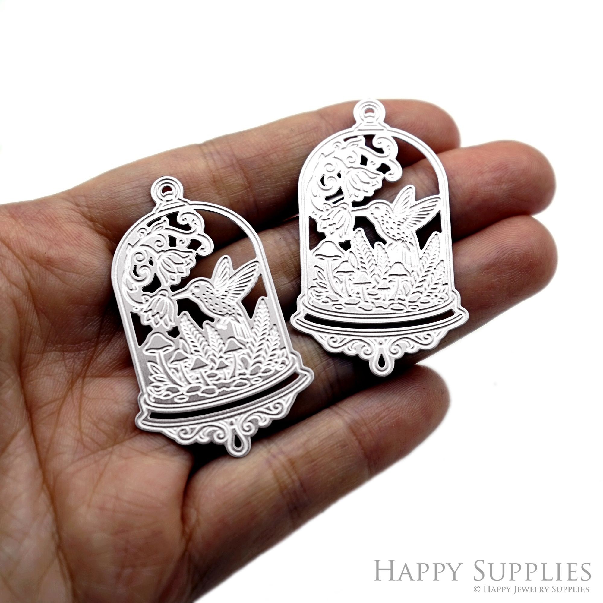 Corroded Stainless Steel Charm, Bird Brass Charms, Earring Charms, Etched Silver Jewelry Pendants, Etched Brass Jewelry Findings, Jewelry Wholesale (SSB1226)