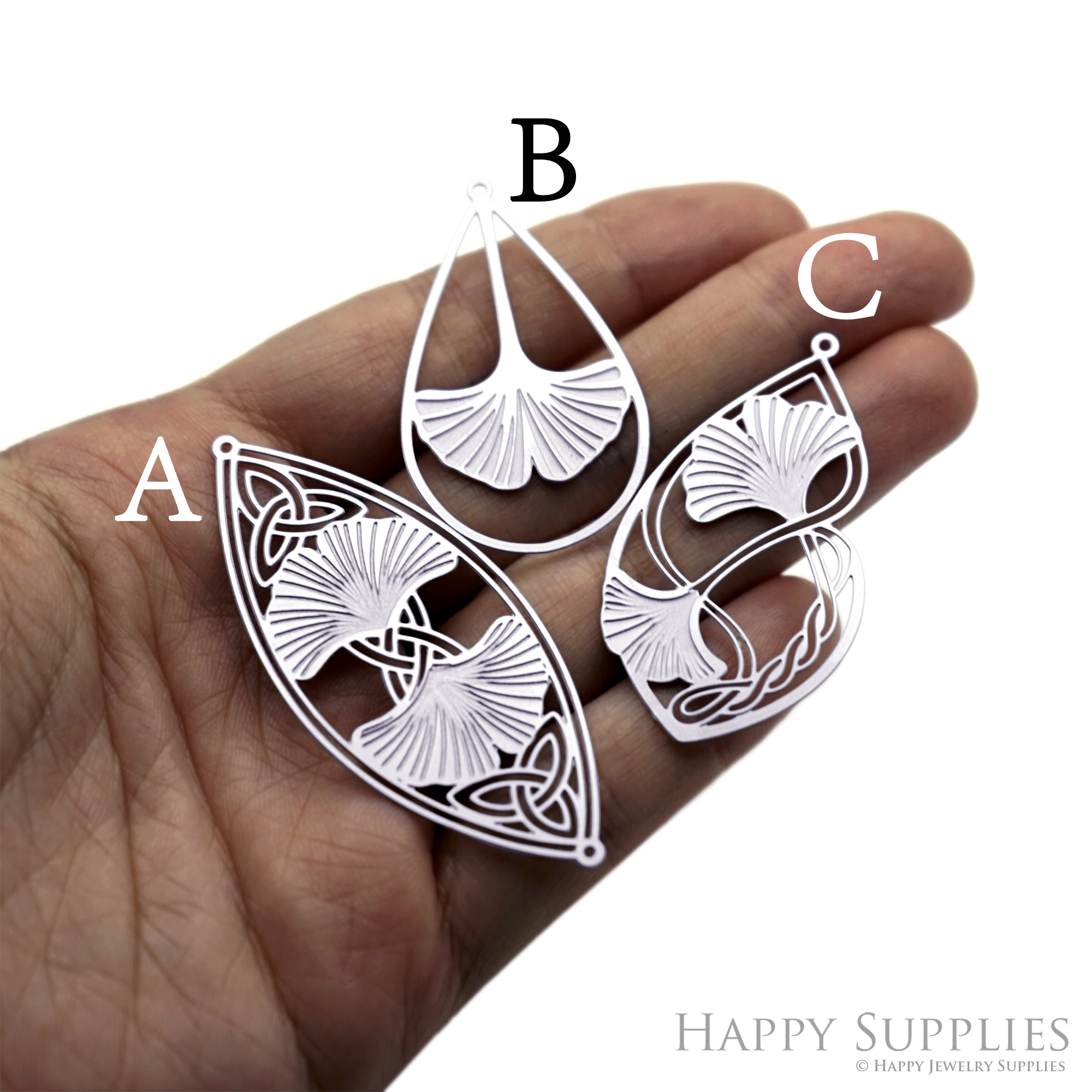 Corroded Stainless Steel Charm, Ginkgo leaves Brass Charms, Earring Charms, Etched Silver Jewelry Pendants, Etched Brass Jewelry Findings, Jewelry Wholesale (SSB1227)