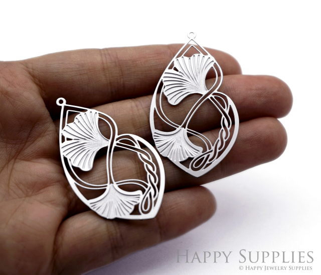 Corroded Stainless Steel Charm, Ginkgo leaves Brass Charms, Earring Charms, Etched Silver Jewelry Pendants, Etched Brass Jewelry Findings, Jewelry Wholesale (SSB1227)