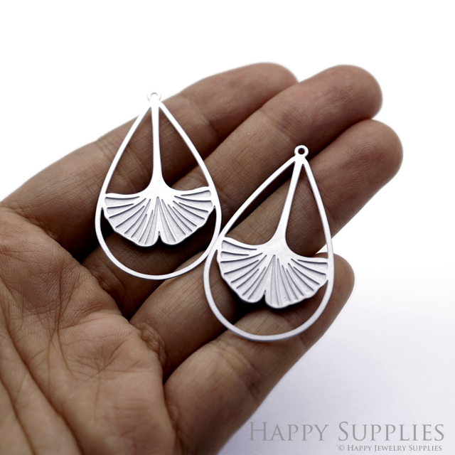 Corroded Stainless Steel Charm, Ginkgo leaves Brass Charms, Earring Charms, Etched Silver Jewelry Pendants, Etched Brass Jewelry Findings, Jewelry Wholesale (SSB1227)