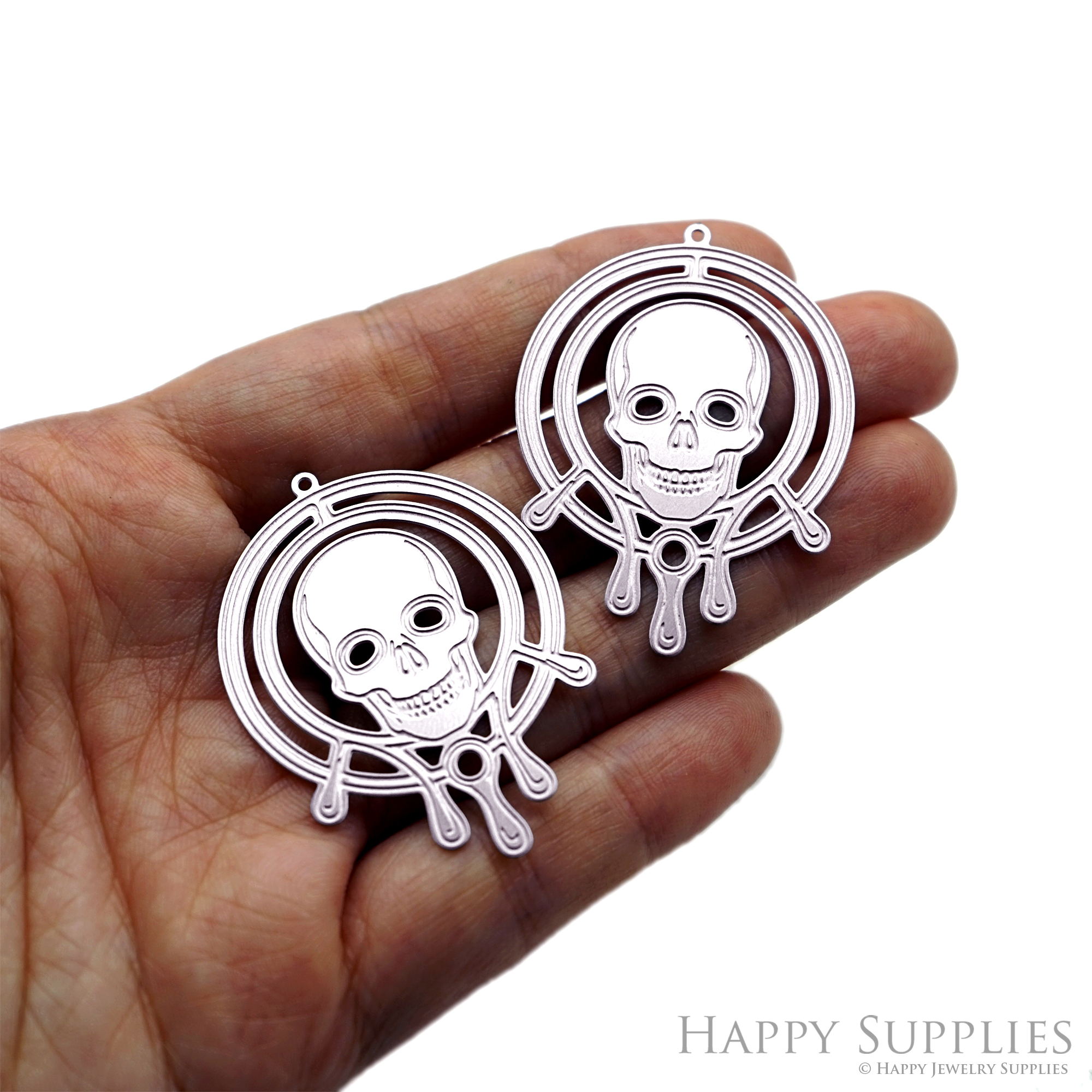 Corroded Stainless Steel Charm, Skull Brass Charms, Earring Charms, Etched Silver Jewelry Pendants, Etched Brass Jewelry Findings, Jewelry Wholesale (SSB1233)