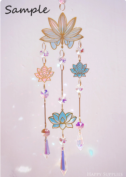 2pcs Rainbow Lotus Charm, Brass Prism Charm, Iridescent Buddha Pendant, Yoga Connector, DIY Jewelry Making Supplie, Lotus Suncatchers (Q126)