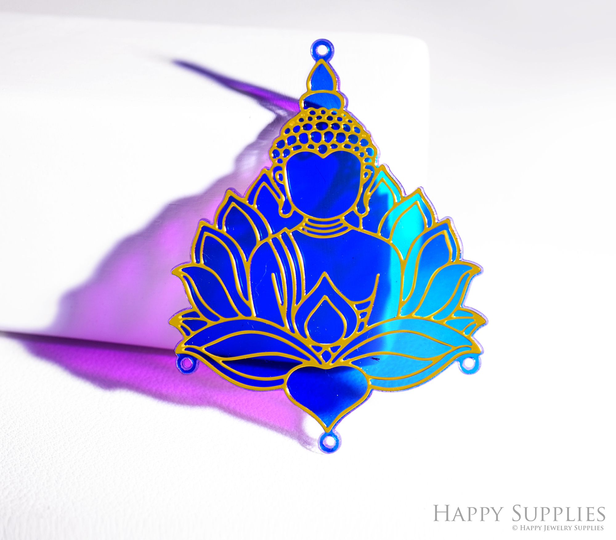 2pcs Rainbow Lotus Charm, Brass Prism Charm, Iridescent Buddha Pendant, Yoga Connector, DIY Jewelry Making Supplie, Lotus Suncatchers (Q126)