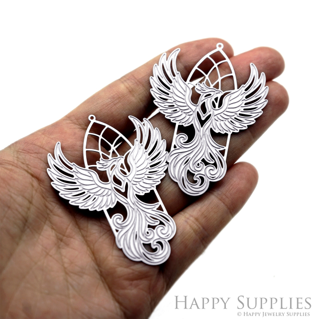 Corroded Stainless Steel Charm, Phoenix Brass Charms, Earring Charms, Etched Silver Jewelry Pendants, Etched Brass Jewelry Findings, Jewelry Wholesale (SSB1242)