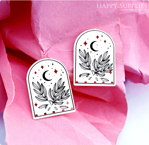 Making Jewelry Findings Raw Brass Bead Pendant Laser Cut Engraved Charm, Leaf Stainless Steel Charms, Necklace Earrings (ERD389)
