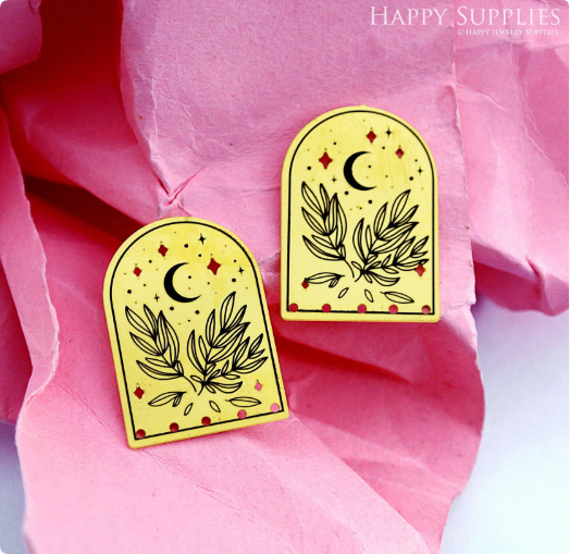 Making Jewelry Findings Raw Brass Bead Pendant Laser Cut Engraved Charm, Leaf Stainless Steel Charms, Necklace Earrings (ERD389)