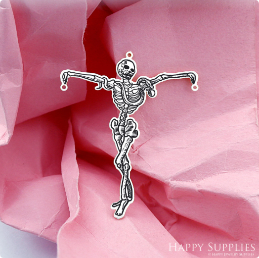 Making Jewelry Findings Raw Brass Bead Pendant Laser Cut Engraved Charm, Skull Stainless Steel Charms, Necklace Earrings (ERD390)