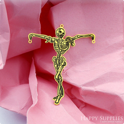 Making Jewelry Findings Raw Brass Bead Pendant Laser Cut Engraved Charm, Skull Stainless Steel Charms, Necklace Earrings (ERD390)