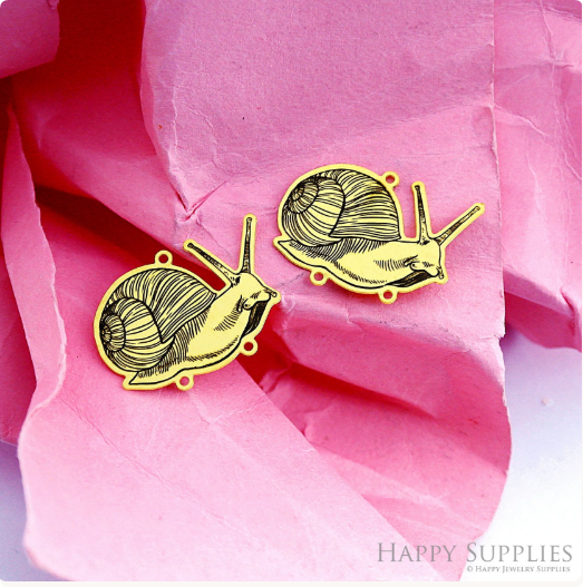 Making Jewelry Findings Raw Brass Bead Pendant Laser Cut Engraved Charm, Snail Stainless Steel Charms, Necklace Earrings (ERD391)