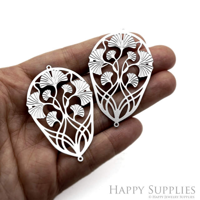 Corroded Stainless Steel Charm, Ginkgo leaves Brass Charms, Earring Charms, Etched Silver Jewelry Pendants, Etched Brass Jewelry Findings, Jewelry Wholesale (SSB1248)