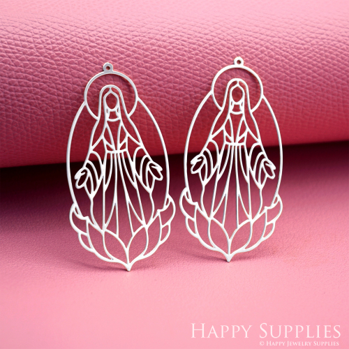 2pcs Stainless Steel Jewelry Charms, Raw Brass Charms, Virgin Mary Charms, Earrings Findings, Stainless Steel Silver Jewelry Pendants, Brass Jewelry Findings, Stainless Steel Pendants Jewelry Wholesale (D3063)