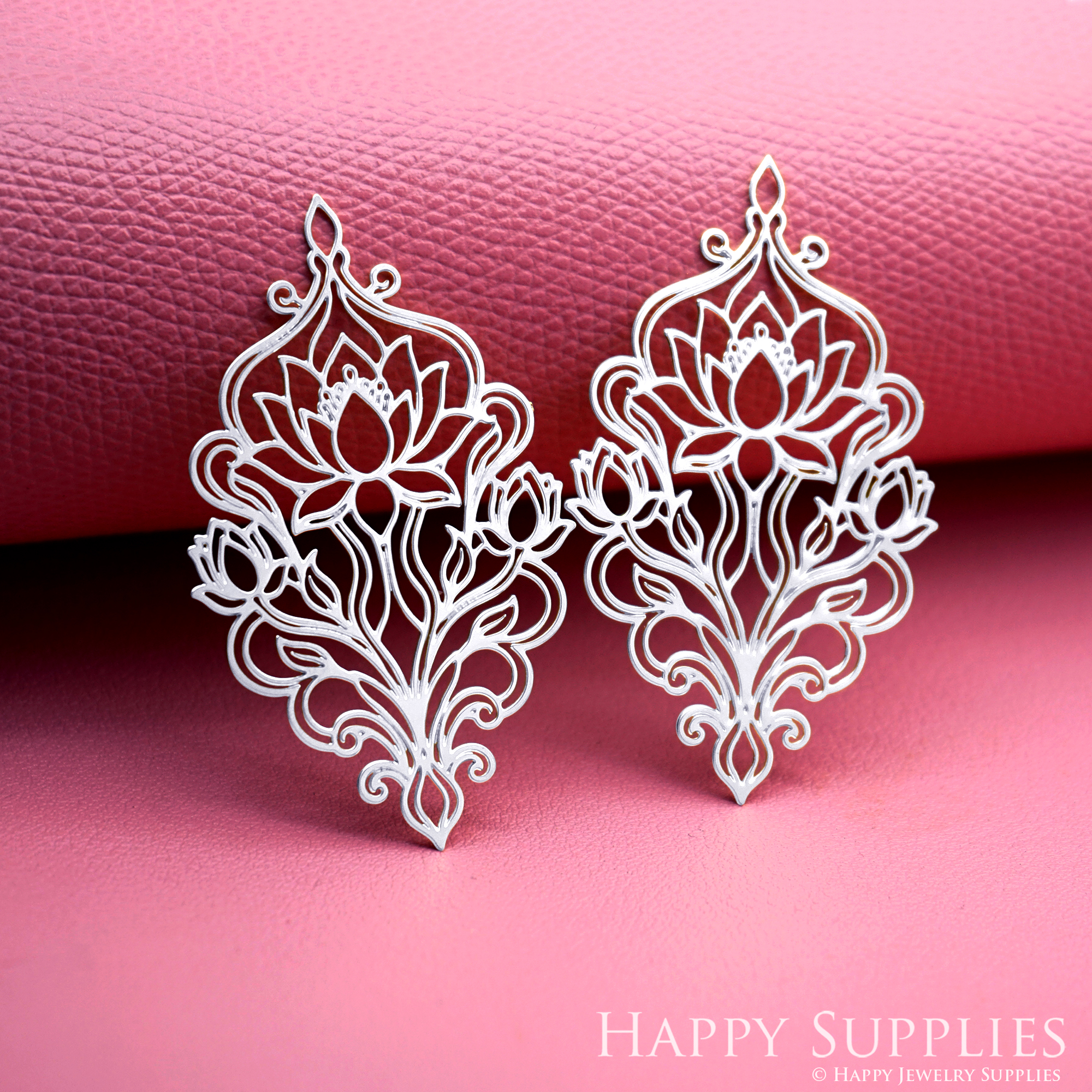 2pcs Stainless Steel Jewelry Charms, Raw Brass Charms, Lotus Charms, Earrings Findings, Stainless Steel Silver Jewelry Pendants, Brass Jewelry Findings, Stainless Steel Pendants Jewelry Wholesale (D3059)