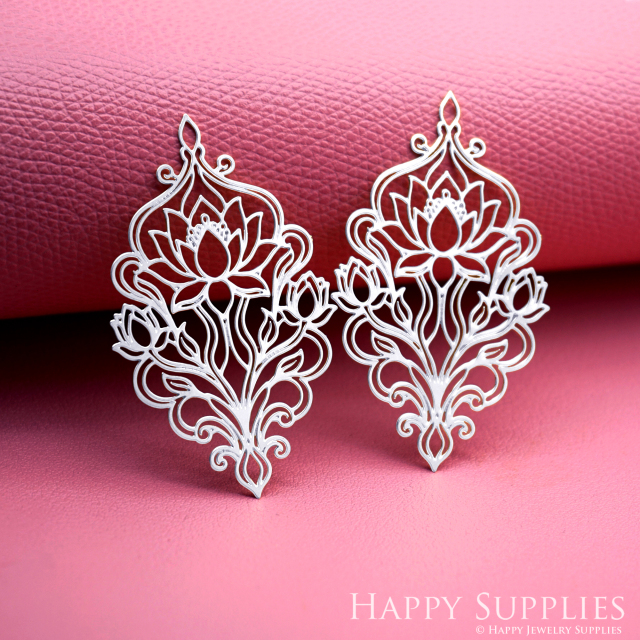 2pcs Stainless Steel Jewelry Charms, Raw Brass Charms, Lotus Charms, Earrings Findings, Stainless Steel Silver Jewelry Pendants, Brass Jewelry Findings, Stainless Steel Pendants Jewelry Wholesale (D3059)