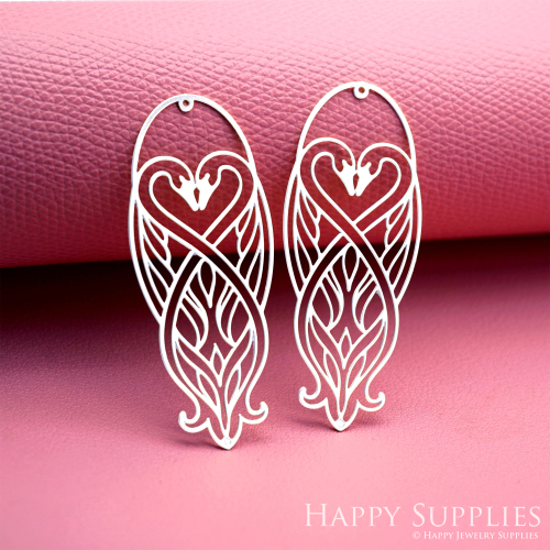 2pcs Stainless Steel Jewelry Charms, Raw Brass Charms, Swan Charms, Earrings Findings, Stainless Steel Silver Jewelry Pendants, Brass Jewelry Findings, Stainless Steel Pendants Jewelry Wholesale (D3060)