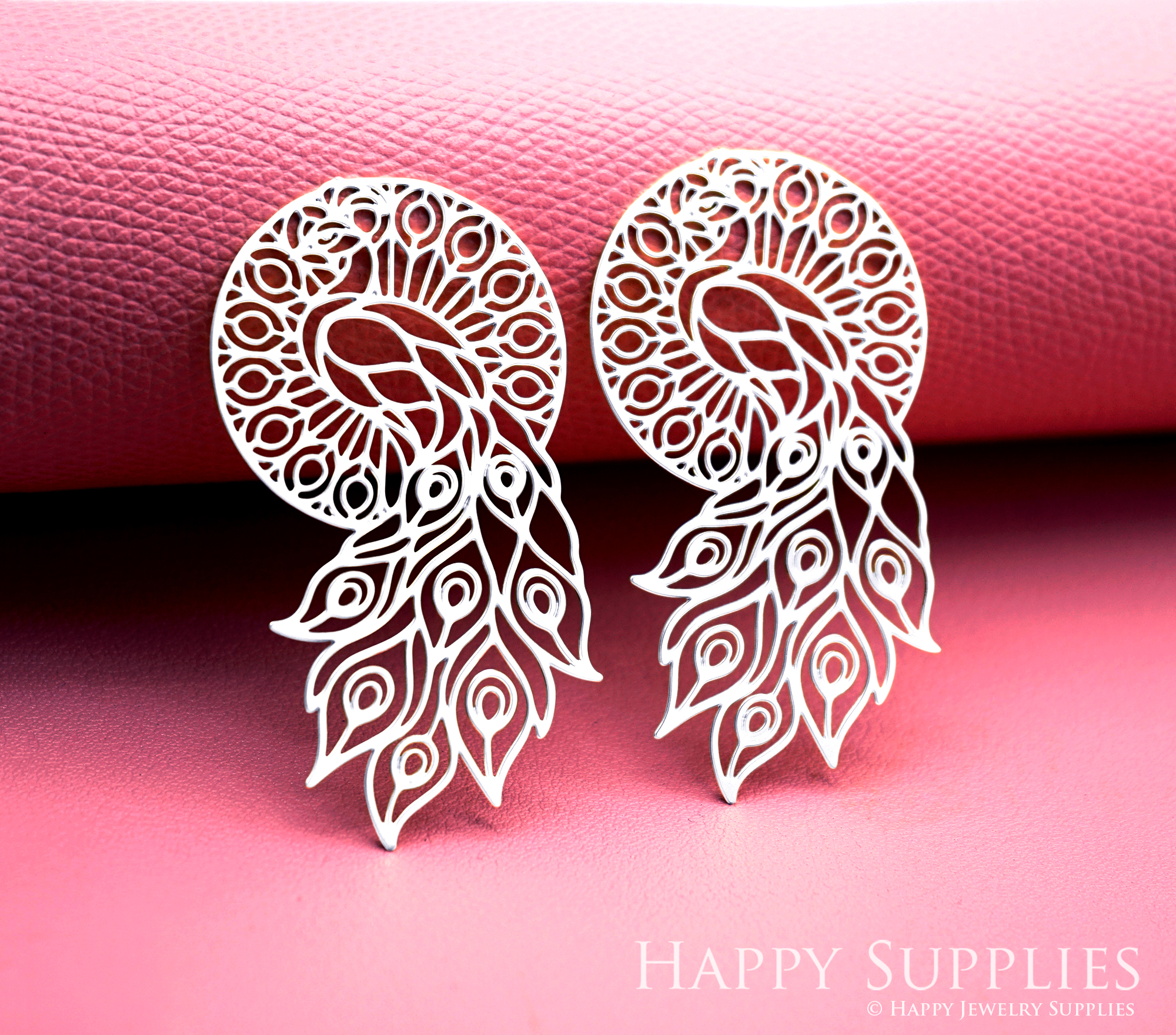 2pcs Stainless Steel Jewelry Charms, Raw Brass Charms, Peacocks Charms, Earrings Findings, Stainless Steel Silver Jewelry Pendants, Brass Jewelry Findings, Stainless Steel Pendants Jewelry Wholesale (D3061)
