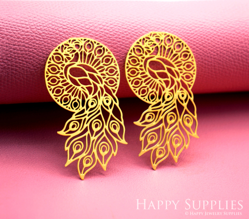 2pcs Stainless Steel Jewelry Charms, Raw Brass Charms, Peacocks Charms, Earrings Findings, Stainless Steel Silver Jewelry Pendants, Brass Jewelry Findings, Stainless Steel Pendants Jewelry Wholesale (D3061)