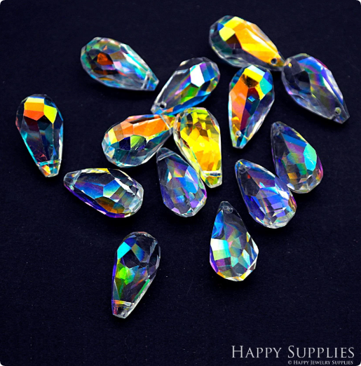Teardrop for Suncatcher Aura Small Crystal Drop AB Aurora Borealis Prism Rainbow Maker Chandelier Crystal Glass ,Sun Catchers (TR-104)