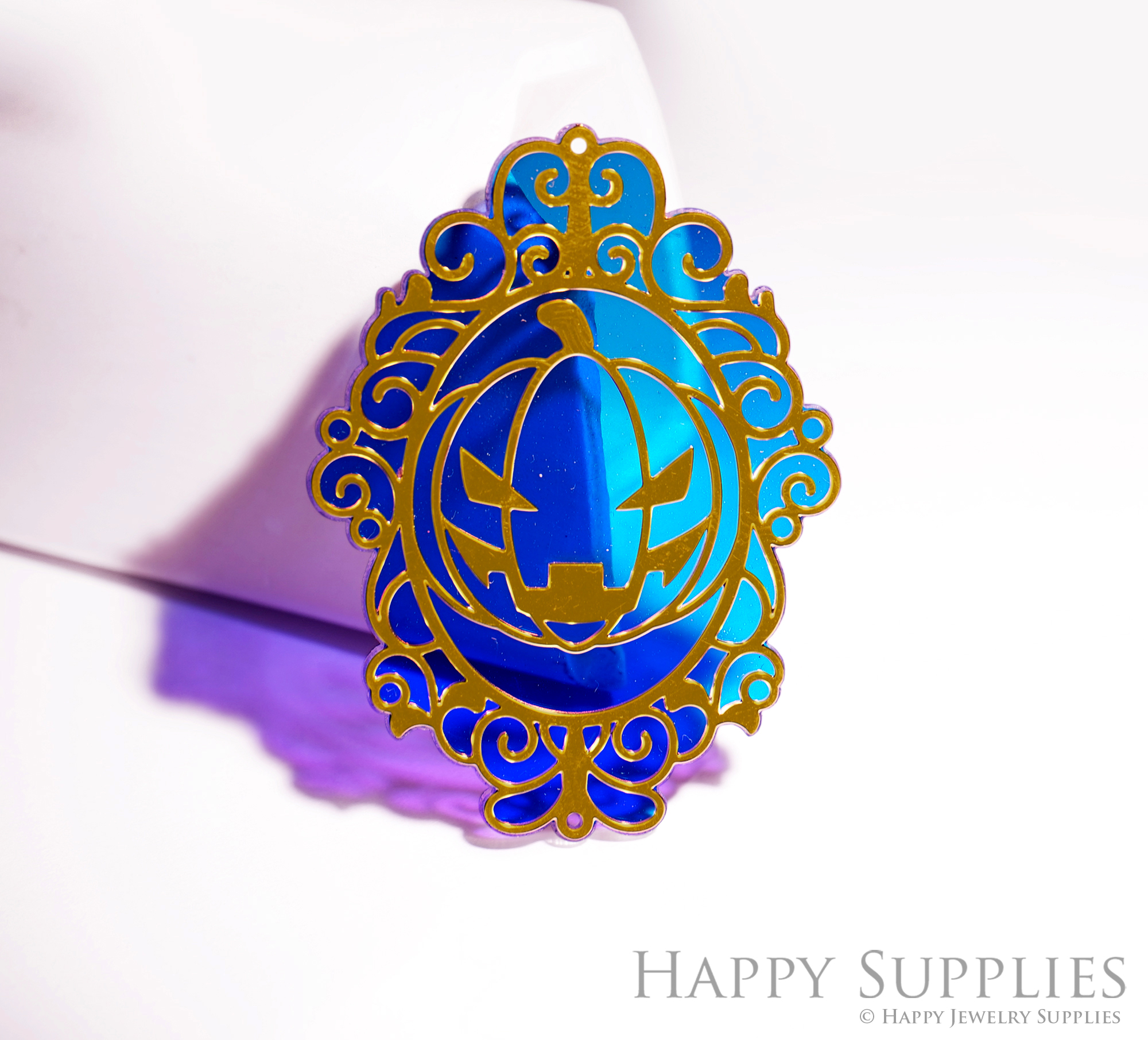 2pcs Rainbow Pumpkin Charm, Brass Prism Charm, Iridescent Pumpkin Pendant, Connector, DIY Jewelry Making Supplie, Pumpkin Suncatchers (Q130)