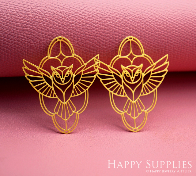 2pcs Stainless Steel Jewelry Charms, Raw Brass Charms, Owl Charms, Earrings Findings, Stainless Steel Silver Jewelry Pendants, Brass Jewelry Findings, Stainless Steel Pendants Jewelry Wholesale (D3065)
