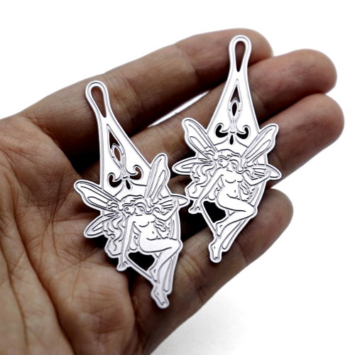 Fairy Stainless Steel Charms, Fleur de Lis Earring Findings, Fantasy Jewelry Making Supplies (SSB1270)