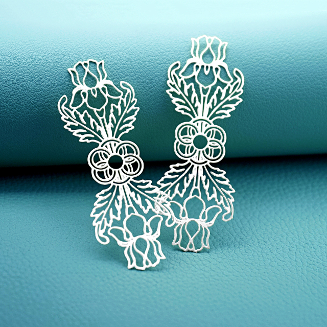 2pcs Iris Flower Charms, Art Nouveau Botanical Pendants, Floral Jewelry Findings, DIY Earrings Making Supplies (RD3069)