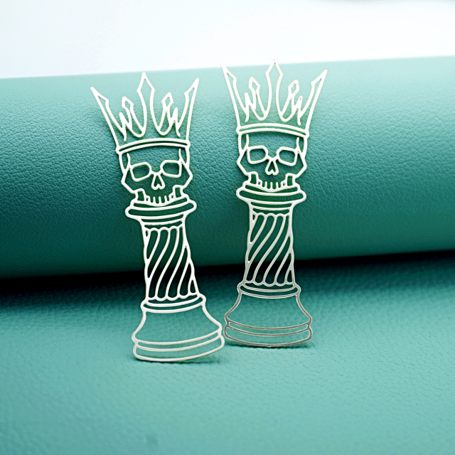 2pcs Crowned Skull Charms, Gothic Skeleton Column Pendants, Halloween Jewelry Findings, DIY Earrings Making Supplies (RD3068)