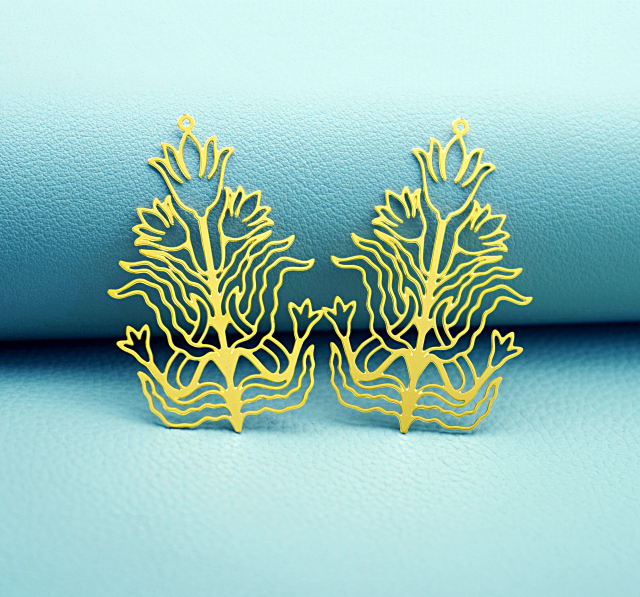 2pcs Frog Lotus Pond Charms, Botanical Nature Pendants, Garden Jewelry Findings, DIY Earrings Making Supplies (D3070)