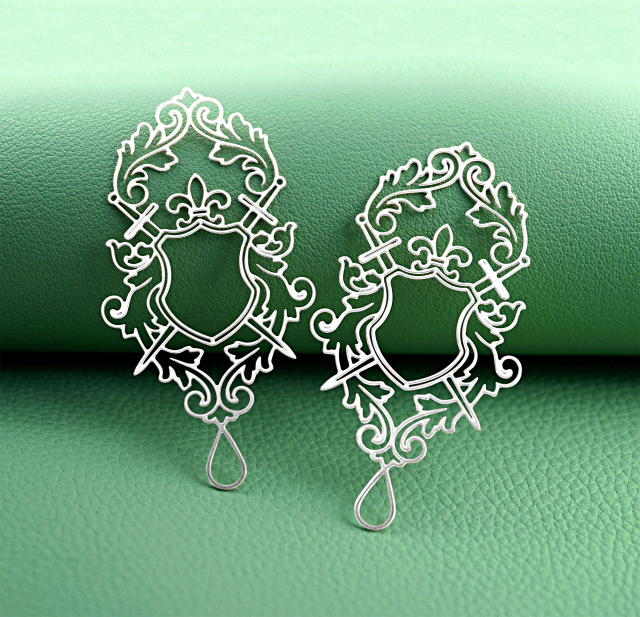2pcs Ornate Heart Frame Charms, Rococo Baroque Pendants, Romantic Jewelry Findings, DIY Earrings Making Supplies (D3071)