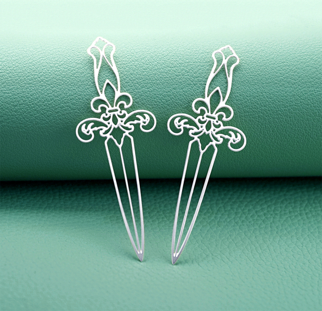 2pcs Fleur de Lis Dagger Charms, Gothic Sword Pendants, Medieval Jewelry Findings, DIY Earrings Making Supplies (RD3073)